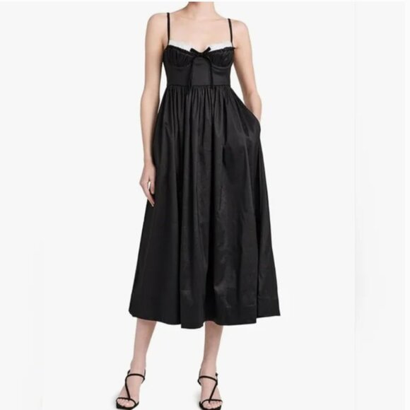 For Love And Lemons Doris Midi Dress Black White size M - Picture 1 of 8